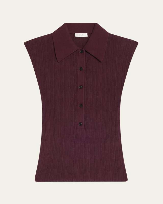 Ollie Sleeveless Knit Polo Top